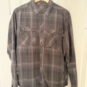 Nau Men's Gray Plaid Casual Button-Down Shirt
